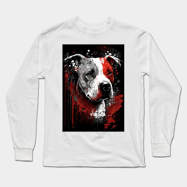 Pit Bull Ink Portrait Long Sleeve T-Shirt by TortillaChief